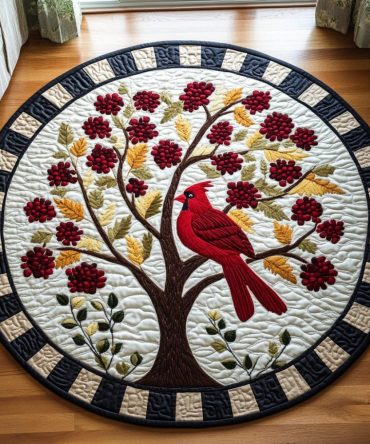 Cardinal Whisper Quilted Round Mat
