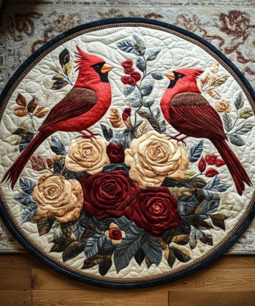 Cardinal Whispers Quilted Round Mat