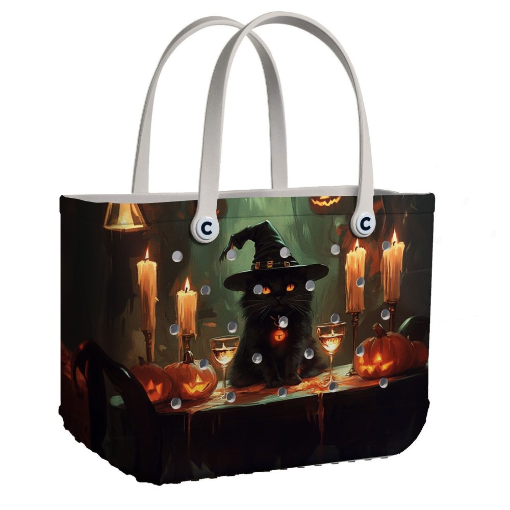 Bucket Tote Bag, Limited Edition Bogg Bag, Beach Bag Midnight Magic Cat