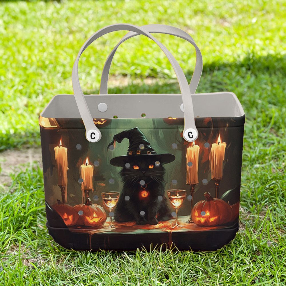 Bucket Tote Bag, Limited Edition Bogg Bag, Beach Bag Midnight Magic Cat - Image 3
