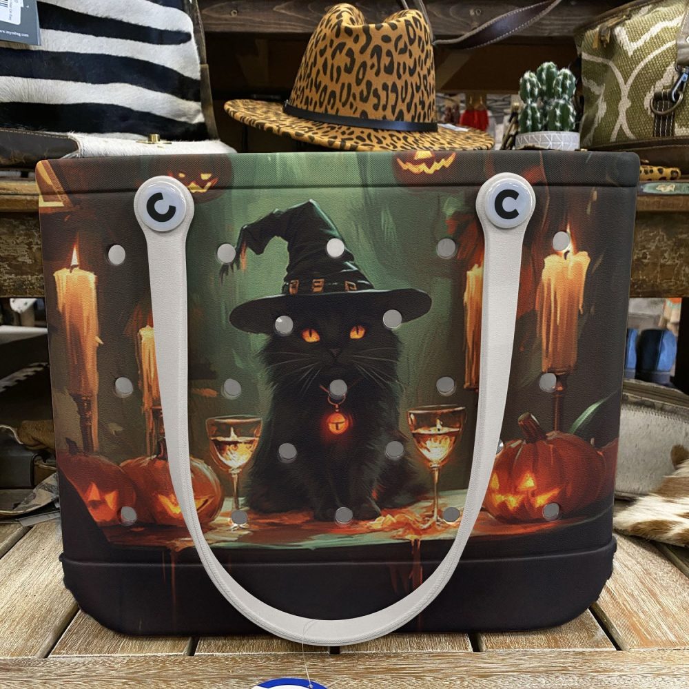 Bucket Tote Bag, Limited Edition Bogg Bag, Beach Bag Midnight Magic Cat - Image 2