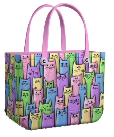 Bucket Tote Bag, Limited Edition Bogg Bag, Beach Bag Cat Color Party