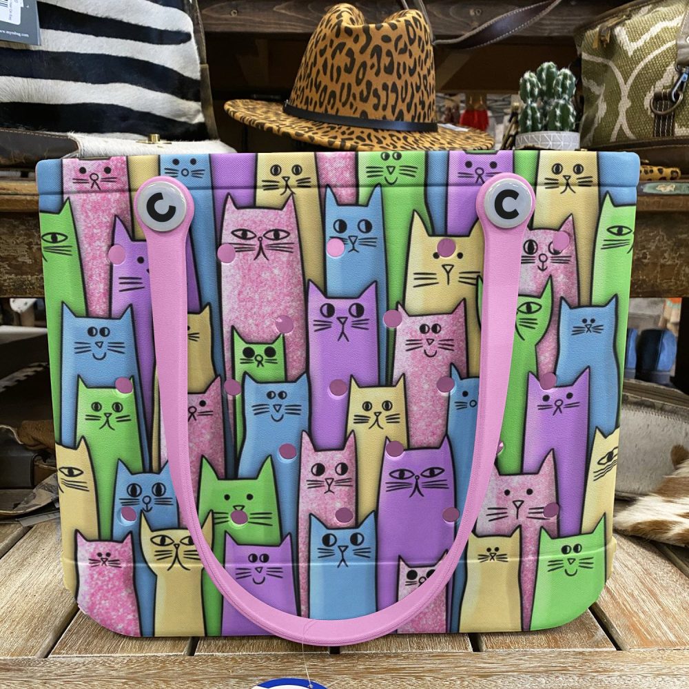 Bucket Tote Bag, Limited Edition Bogg Bag, Beach Bag Cat Color Party - Image 6