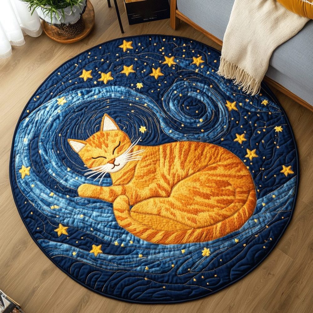 Cat Cozy Retreat Quilted Round Mat