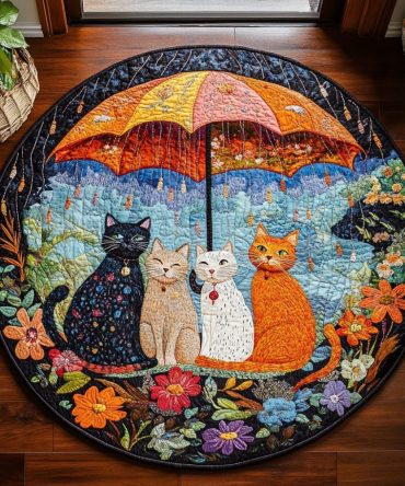 Cat Cuddle Haven Quilted Round Mat