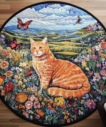 Catnap Charm Quilted Round Mat