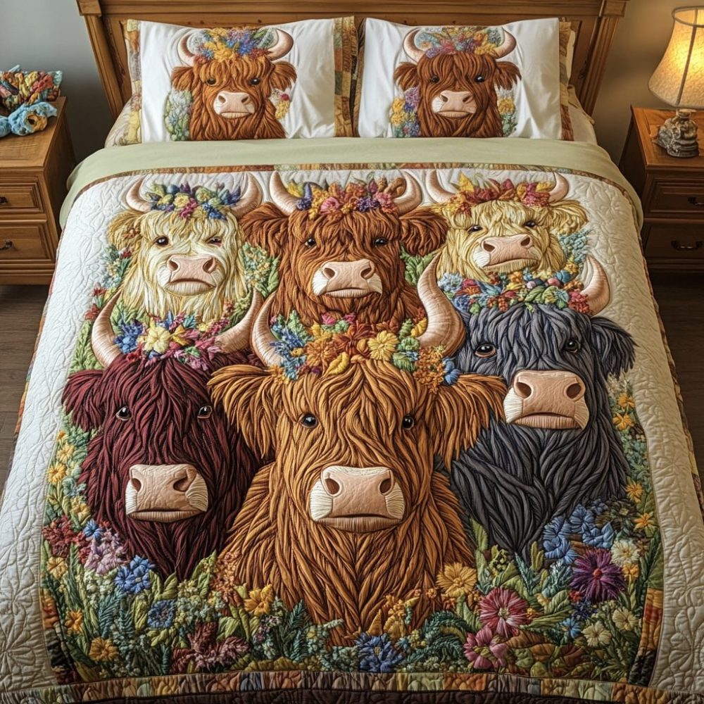 Cattle Charm 3-Piece Quilted Bedding Set