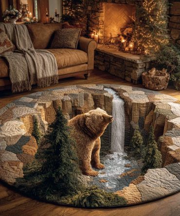 Cedar Bear Quilted Round Mat