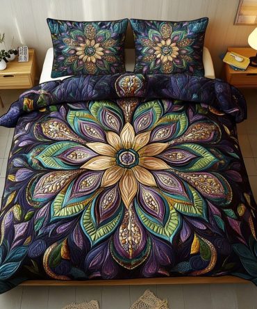 Celestial Bloom Harmony 3-Piece Quilted Bedding Set