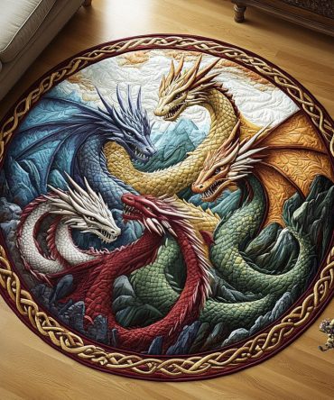Celestial Dragon Quilted Round Mat