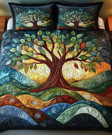 Celestial Roots 3-Piece Quilted Bedding Set