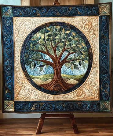 Celestial Tree Art Quilt Hanging