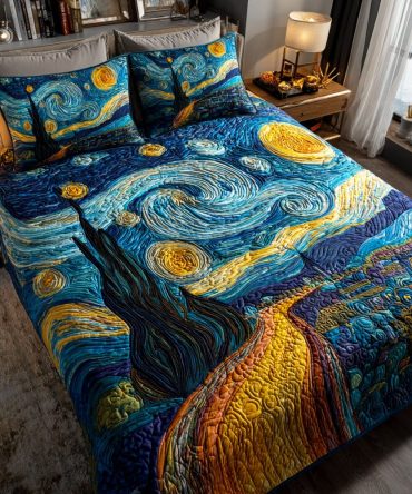 Celestial Waves 3-Piece Quilted Bedding Set