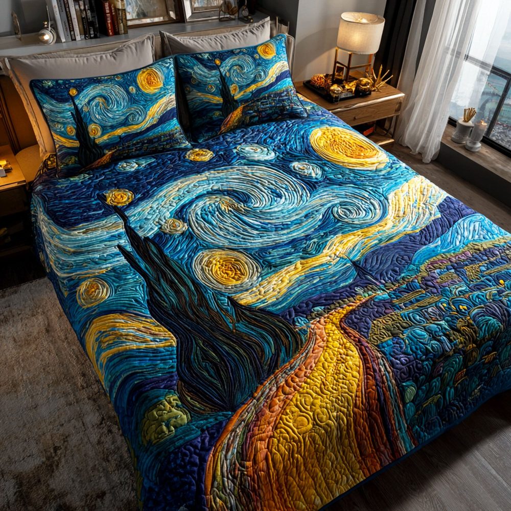 Celestial Waves 3-Piece Quilted Bedding Set