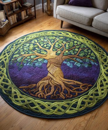 Celtic Tree Of Life Quilted Round Mat