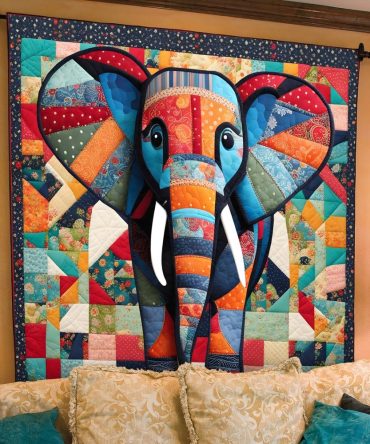 Charming Elephant Quilted Blanket