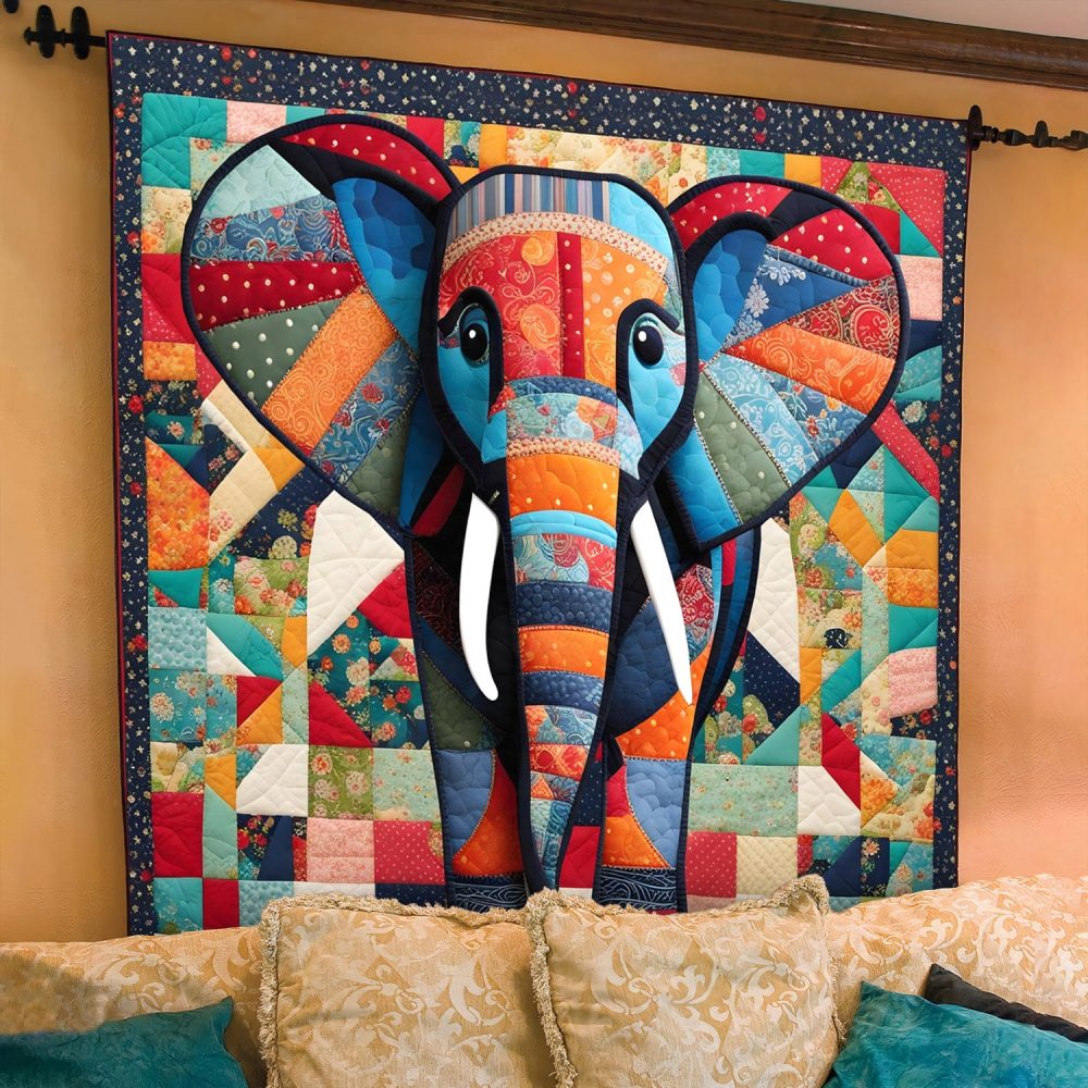 Charming Elephant Quilted Blanket