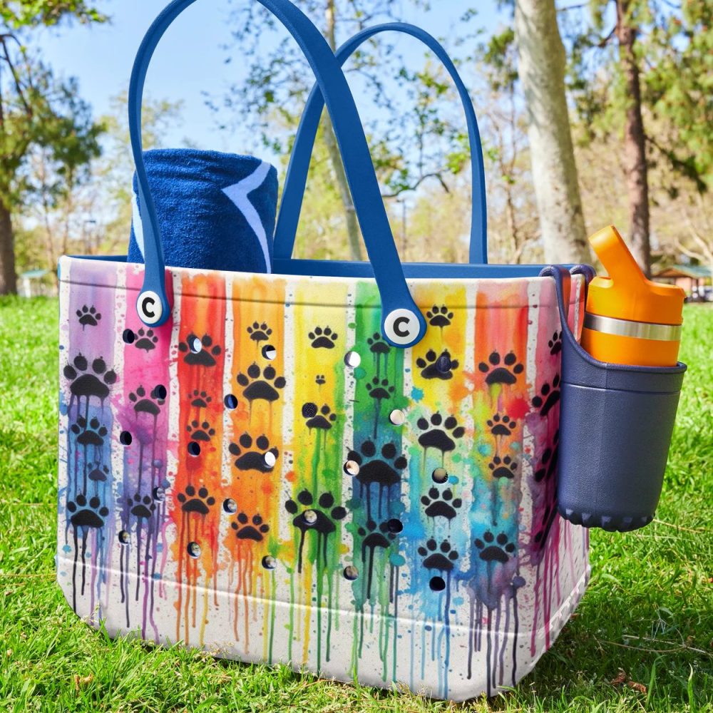 Colorful Paw Print Tote Bag – Eco-Friendly, Waterproof & Stylish For Pet Lovers - Image 2