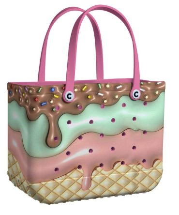 Sweet Treats Tote Bag - Ice Cream Design With Sprinkles And Waffle Cone Base