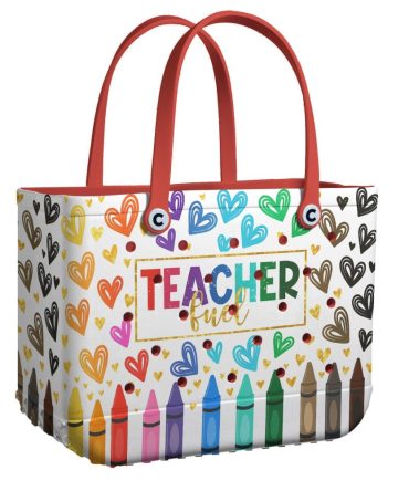 Colorful 'Teacher Fuel' Tote Bag – Perfect Gift For Educators, Stylish & Spacious!