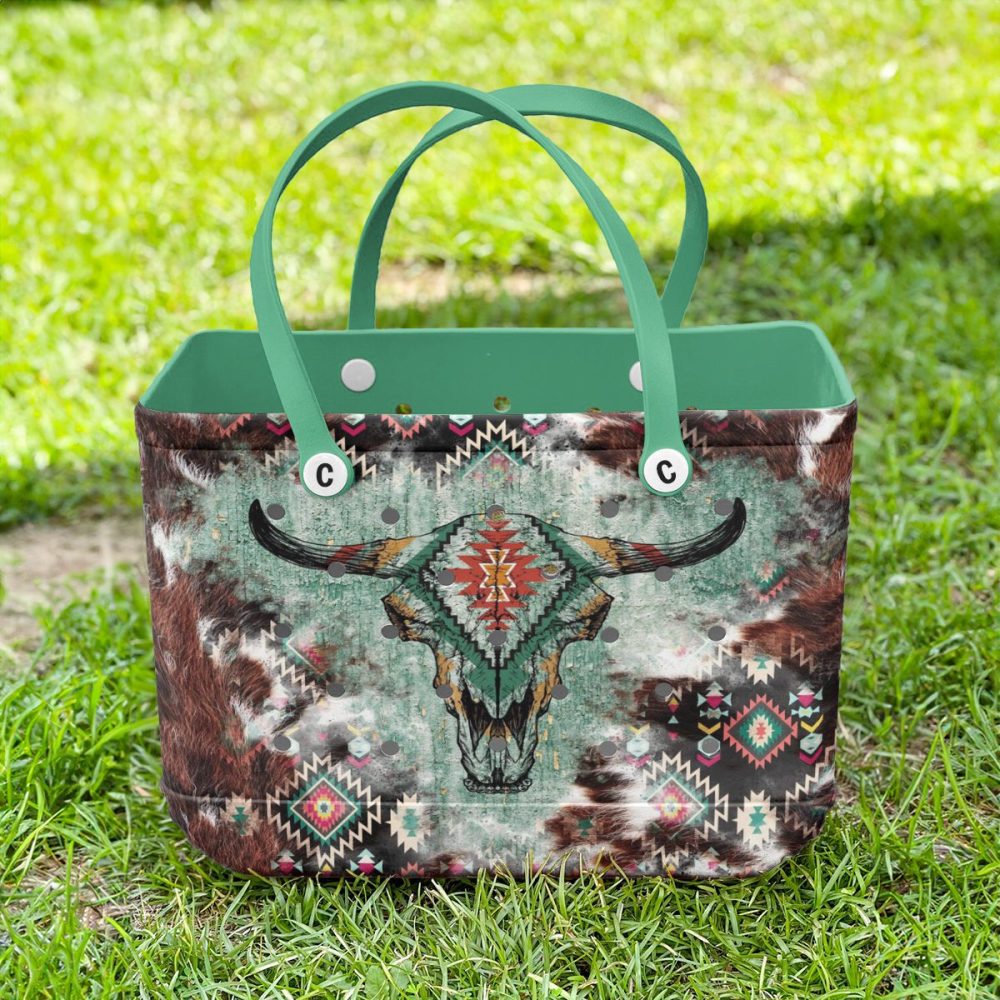 Tribal Cow Skull Tote Bag - Durable, Stylish, Perfect For Everyday Use - Image 2