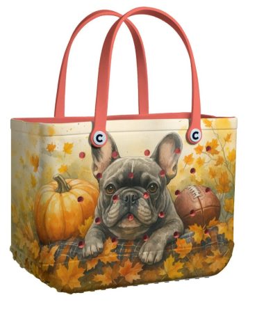 Chic French Bulldog Fall Tote Bag - Cute Autumn Pumpkin Design, Perfect For Dog Lovers!