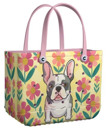 Chic French Bulldog Tote Bag - Floral Design, Durable & Stylish For Everyday Use