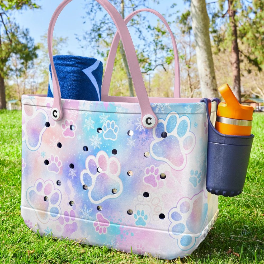 Colorful Paw Print Tote Bag – Durable, Stylish & Waterproof – Perfect For Beach, Travel & Everyday Use - Image 5
