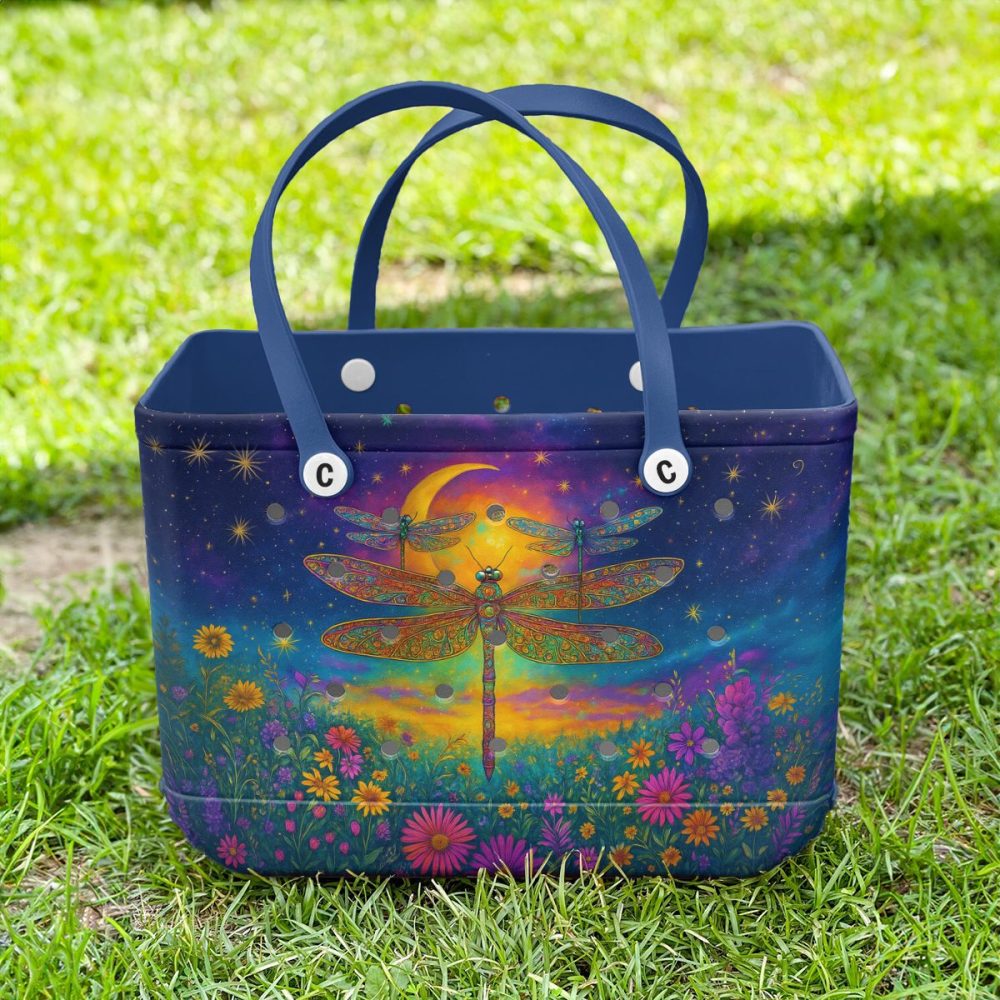 Vibrant Dragonfly Tote Bag – Cosmic Night Sky Design, Eco-Friendly, Spacious & Stylish - Image 3