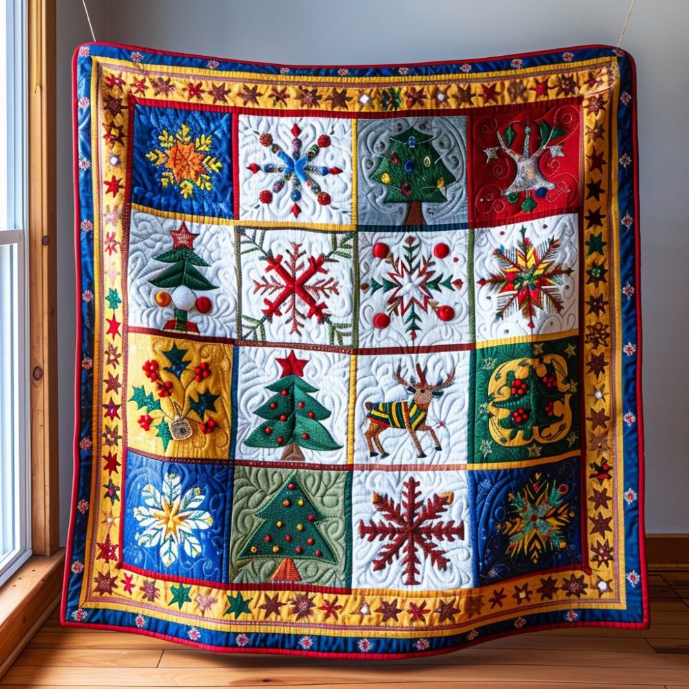 Cheerful Holiday Quilted Blanket