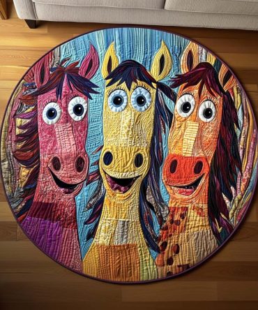 Cheerful Colts Quilted Round Mat