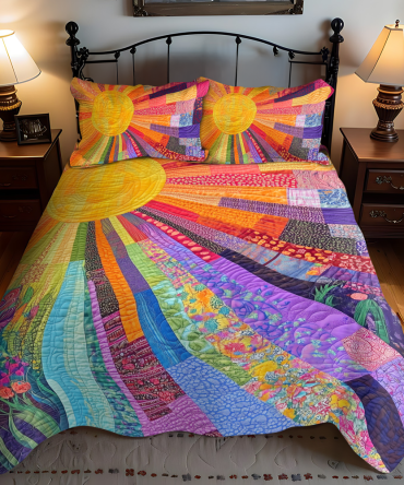Cheerful Sunshine 3-Piece Quilted Bedding Set