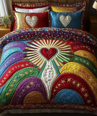 Cherished Heart 3-Piece Quilted Bedding Set