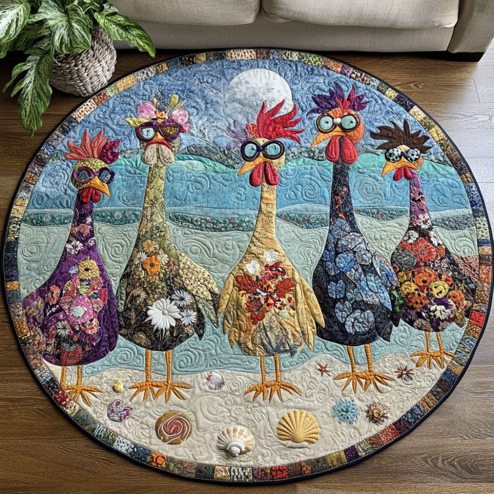 Chicken Charisma Quilted Round Mat