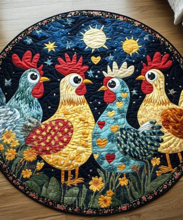 Chicken Charm Quilted Round Mat