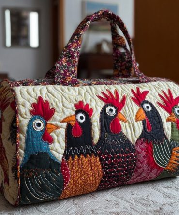 Chicken Garden Quilted Duffle Bag