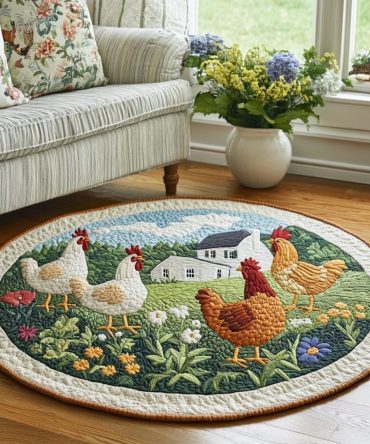 Chicken Hatch Quilted Round Mat