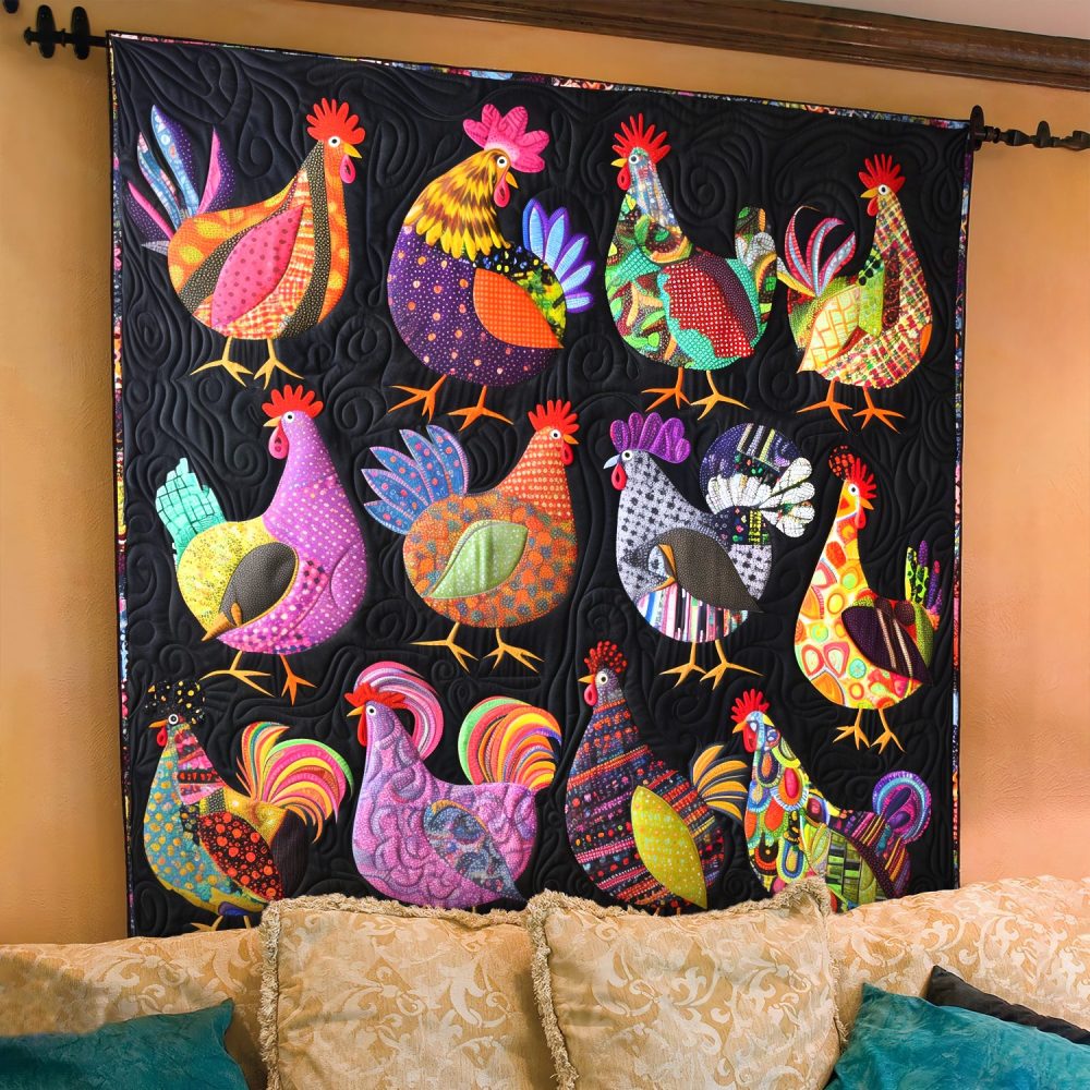Chicken Hues Harmony Quilted Blanket