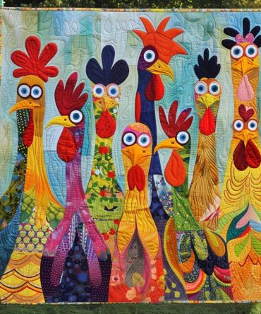 Chicken Vibrant Village Quilted Blanket