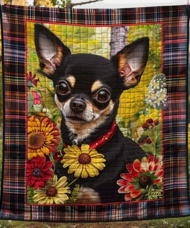 Chihuahua Garden Quilted Blanket