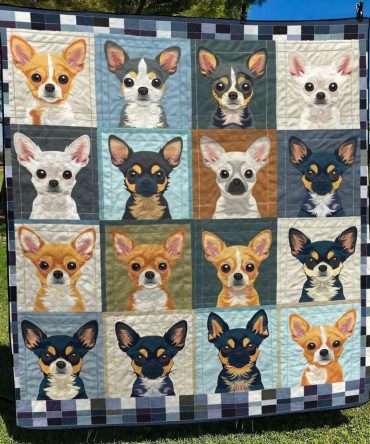 Chihuahua Portraits Quilted Blanket