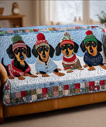 Chilly Dachshund Lane Quilted Sofa Cover