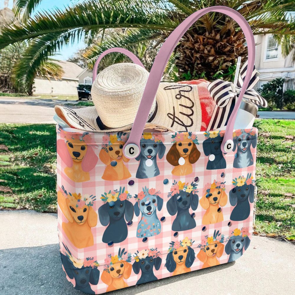 Bucket Tote Bag, Limited Edition Bogg Bag, Beach Bag Fluffy Florals - Image 4