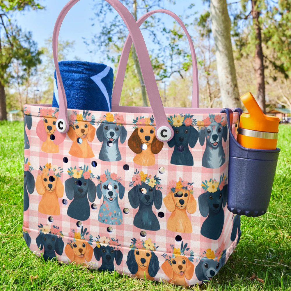 Bucket Tote Bag, Limited Edition Bogg Bag, Beach Bag Fluffy Florals - Image 5