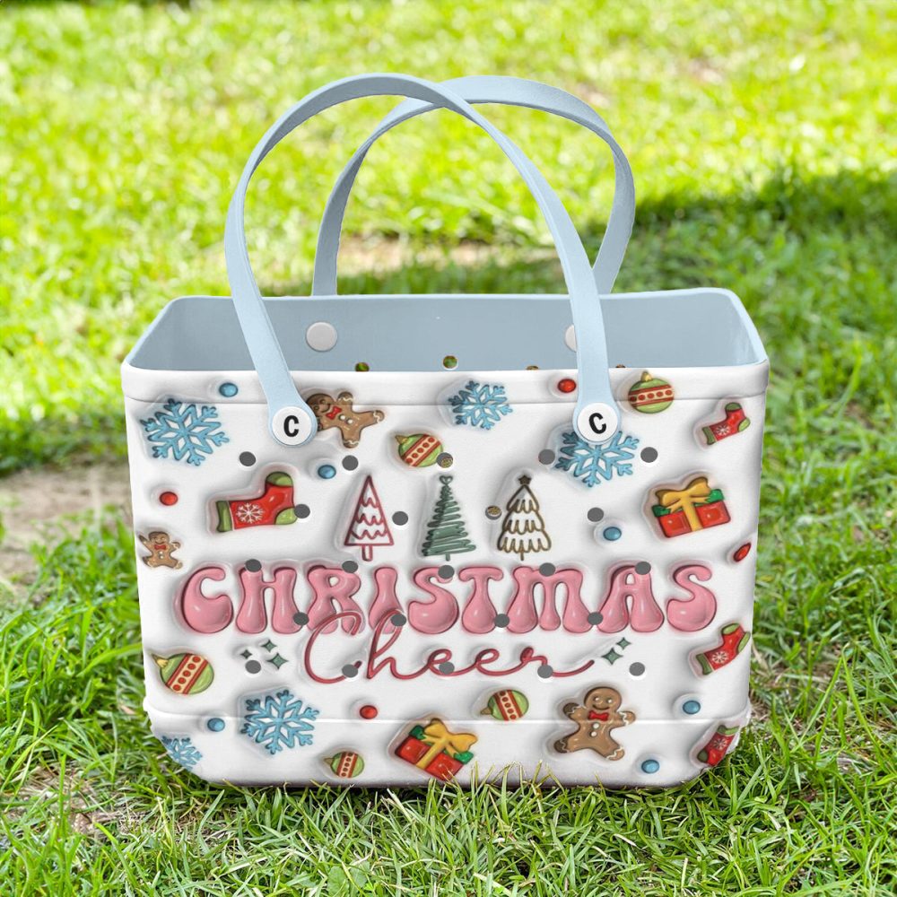 Bucket Tote Bag, Limited Edition Bogg Bag, Beach Bag Christmas Cheer - Image 4