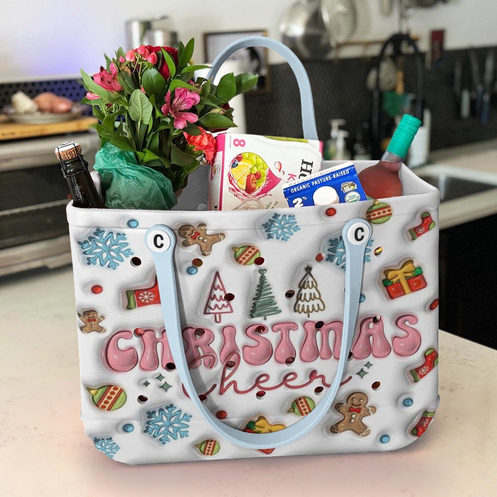 Bucket Tote Bag, Limited Edition Bogg Bag, Beach Bag Christmas Cheer - Image 5