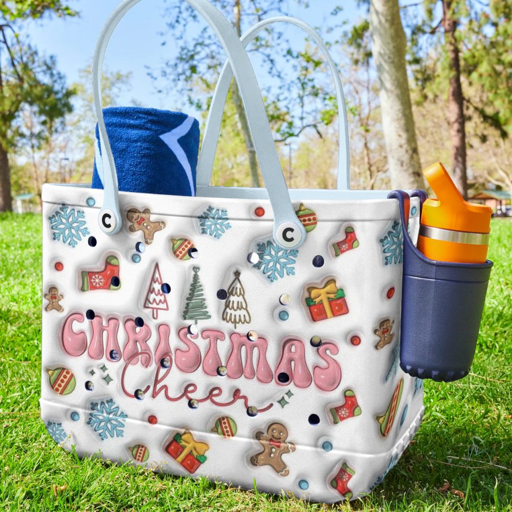 Bucket Tote Bag, Limited Edition Bogg Bag, Beach Bag Christmas Cheer - Image 3