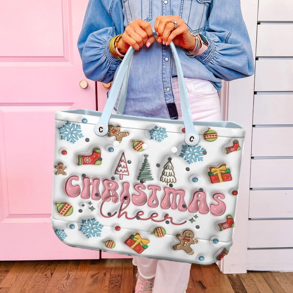 Bucket Tote Bag, Limited Edition Bogg Bag, Beach Bag Christmas Cheer - Image 6