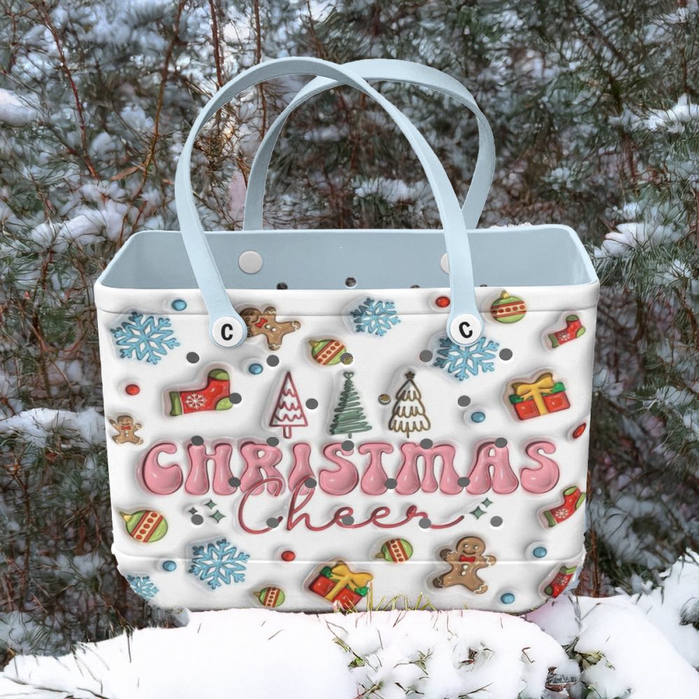 Bucket Tote Bag, Limited Edition Bogg Bag, Beach Bag Christmas Cheer - Image 2