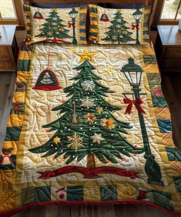 Christmas Trees Delight 3-Piece Quilted Bedding Set